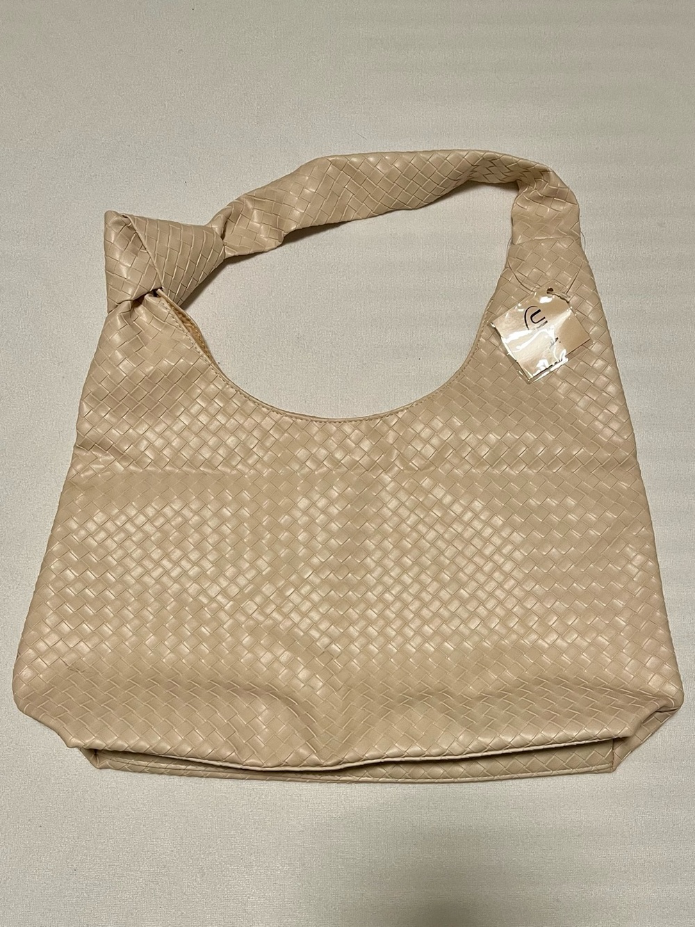 Ulta Beauty Woven Shoulder Hobo Bag Purse Faux Leather CREAM OFF WHITE Knotted